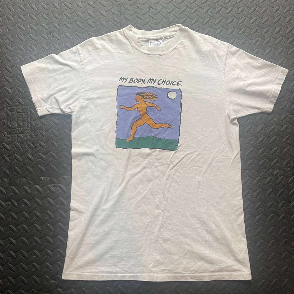 Hanes Cream Tee “my body, my choice” with Graphic